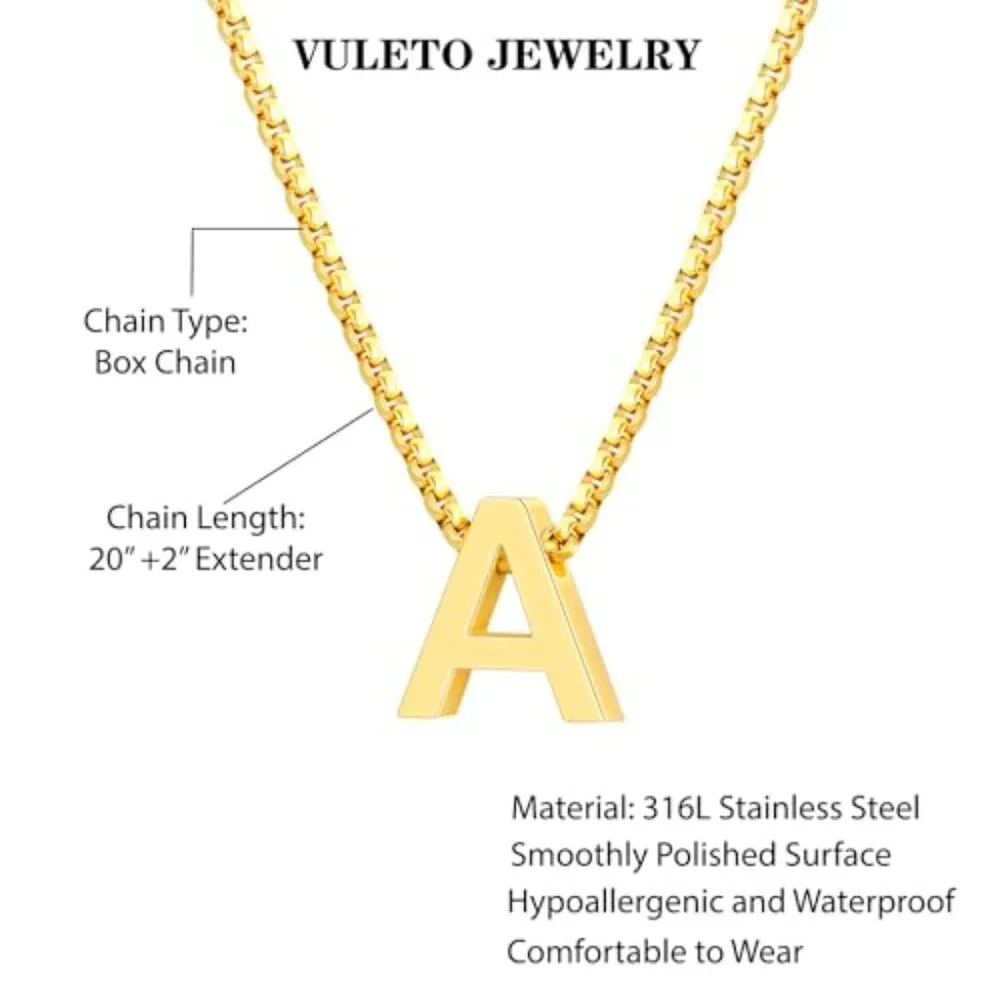 Kids Stainless Steel Initial Necklace Adjustable Chain Personalized Gift